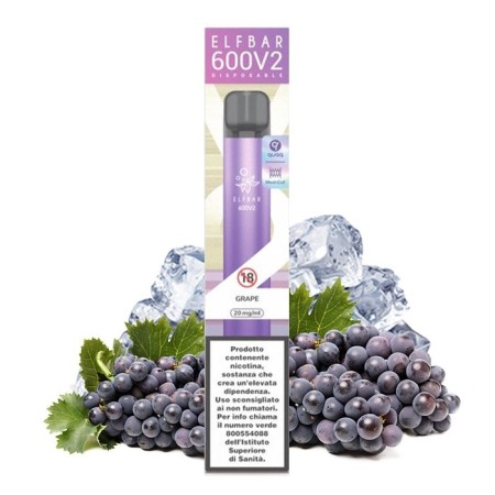 GRAPE V2 20mg Disposable - 600 Puff - Vape Pen Usa e Getta - Elf Bar